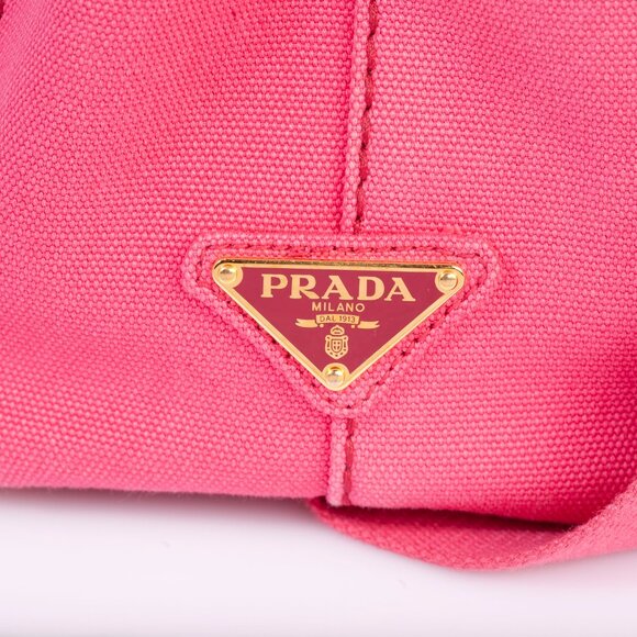 Authentic Pink Prada Canapa Small Logo Tote Bag - Picture 10 of 12